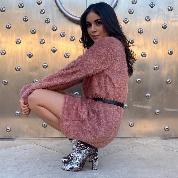 🎄CYBER SALE🎄 Killing Me Softly Faux Angora Sweater Dress - Picture 3 of 7